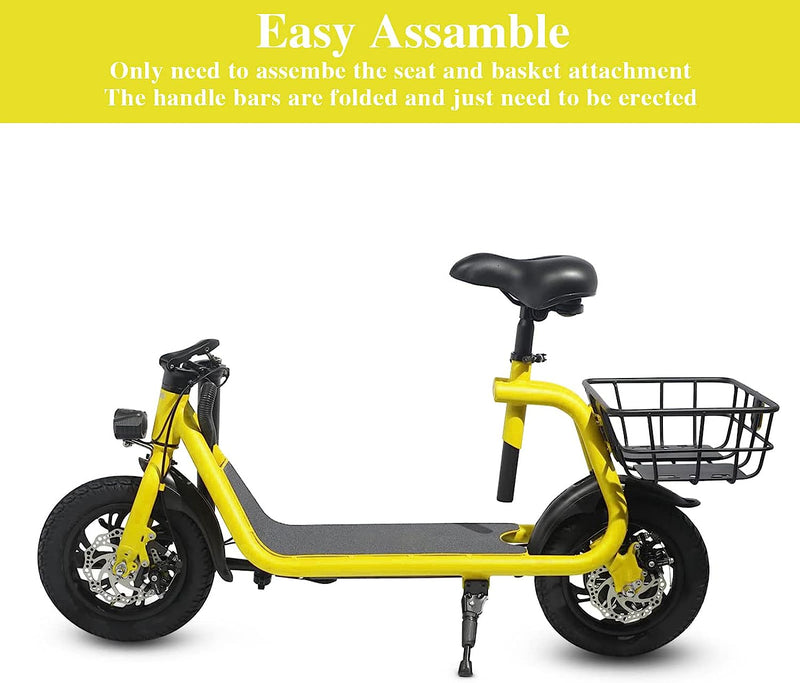 SEHOMY Electric Scooter Adults with Seat, Portable Scooters for Adults 15.5MPH , Foldable 450W Motor Battery E-Scooter Basket, 265lbs Max Load Electronic