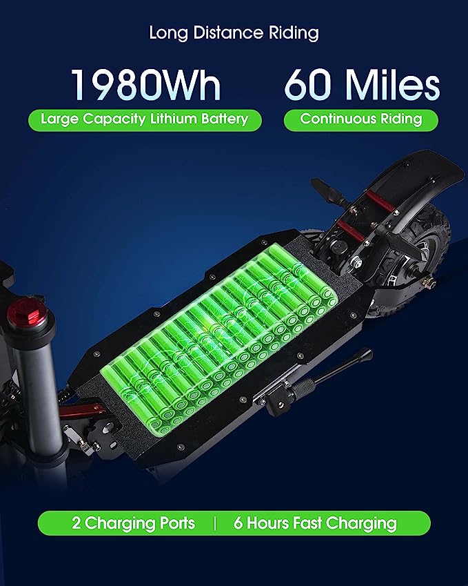 Electric-Scooter for Adults Max Speed 50 MPH 60V5600W High Power Dual Motor,Up to 60Miles Range Battery